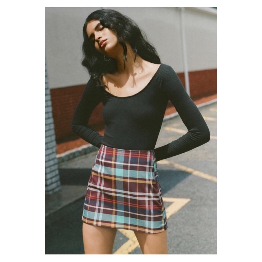 Urban outfitters plaid notch mini skirt